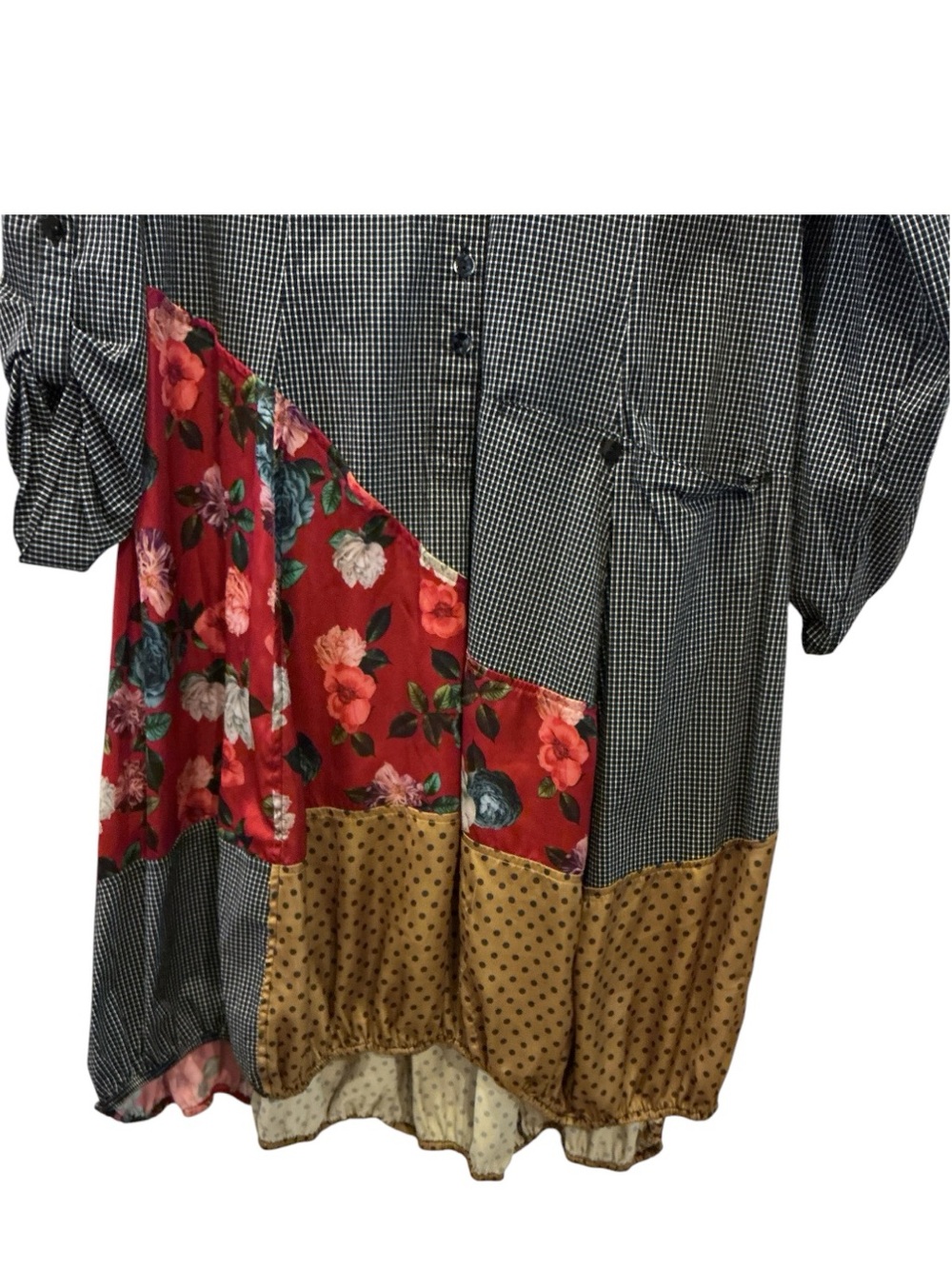 John Mark Bohemian Tie Sleeve Button Front Maxi Dress, Buttons Down 1/2 Way - Picture 6 of 13